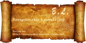 Benyovszky Leonárd névjegykártya